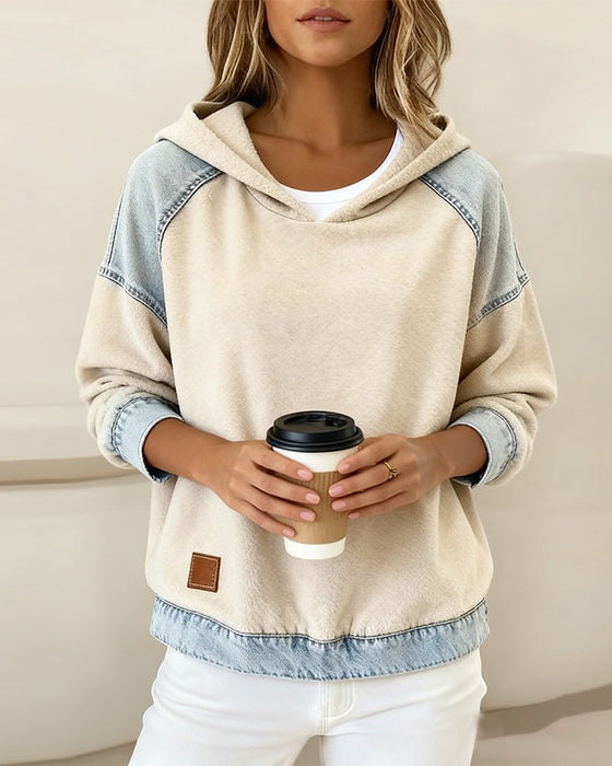 Langärmliges Kapuzensweatshirt Mit Kontrasttasche