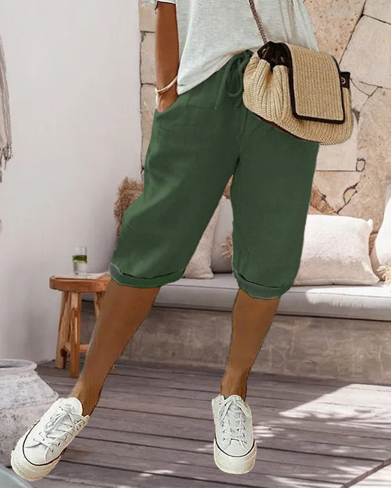 Bequeme Hose mit einfarbigem Kordelzug