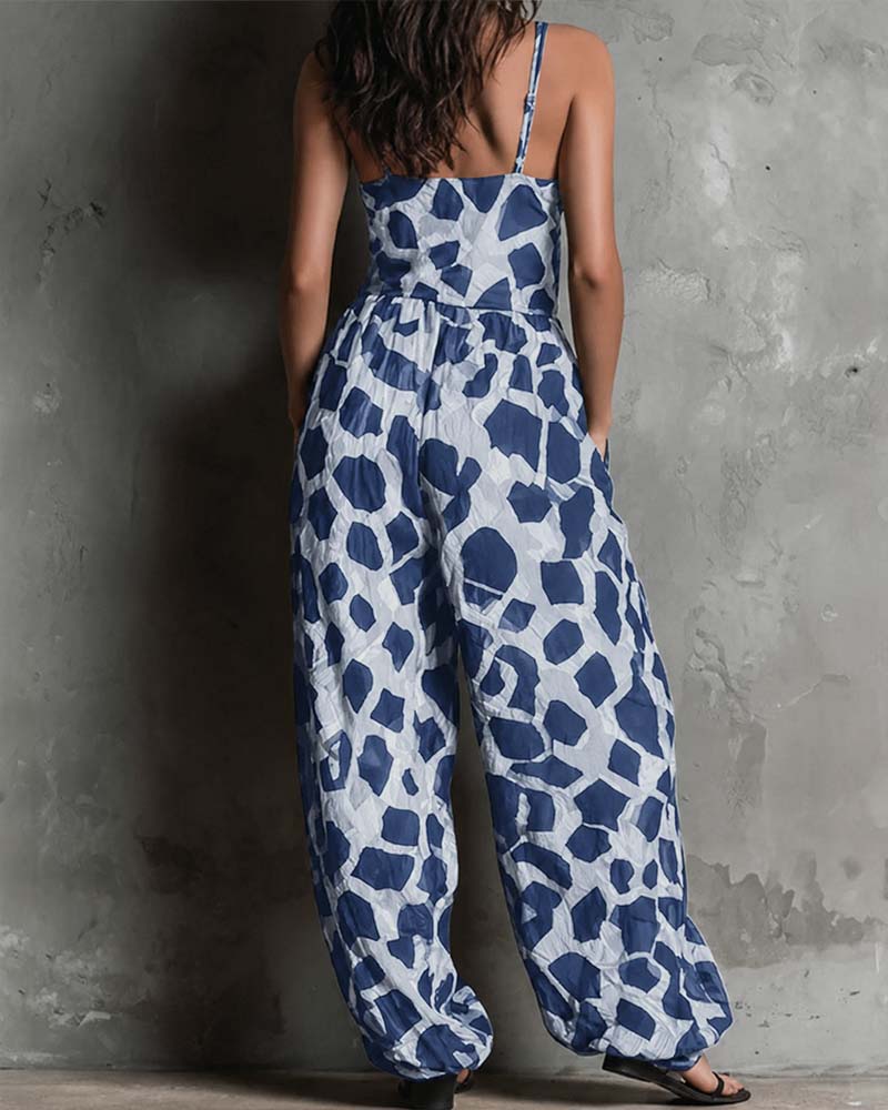 Jumpsuit Leopardenmuster Träger Weites Bein
