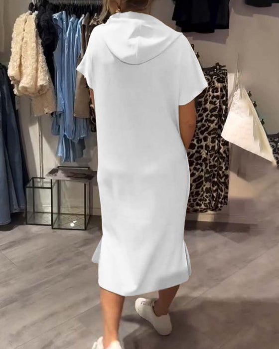 Kleid Mit Kapuze Casual Kordelzug