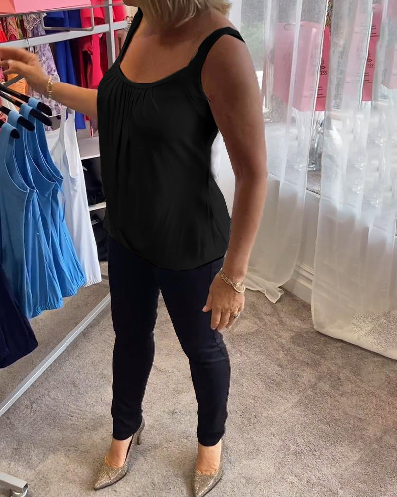 Set Lässiges, ärmelloses Oberteil mit Plissierung