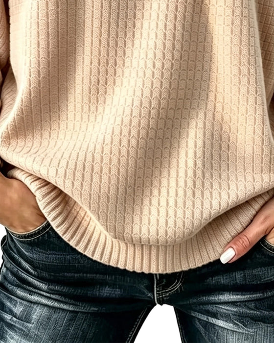 Sweatshirt Rundhals Knopf Uni