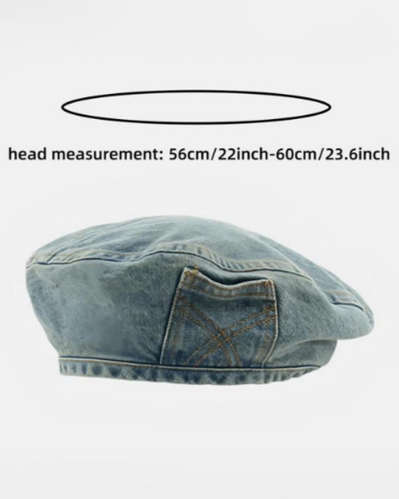 Baskenmütze Damen Vintage Denim