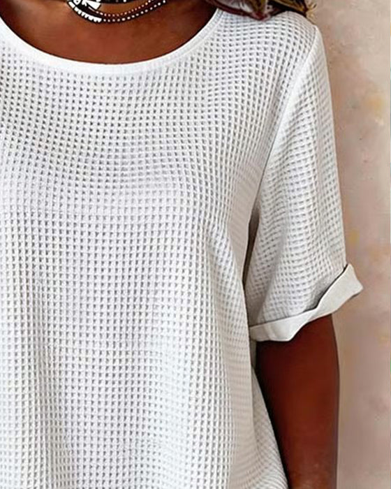 Bluse Waffel Textur Seite Knopf