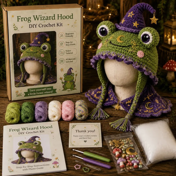 🐉✨ DIY‑Häkelset: Fantasy Kapuzenhut 🧶🎭✨