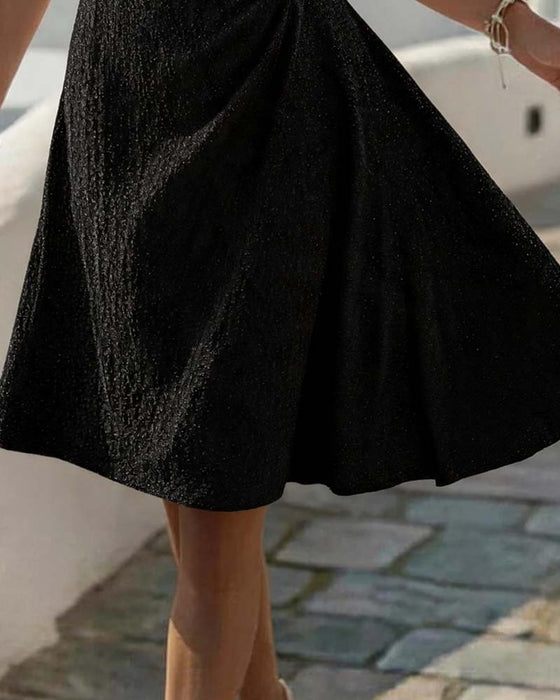 Kleid Strukturiert Ärmellos Tailliert A-Linie