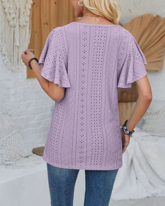 Bluse V-Ausschnitt Einfarbig