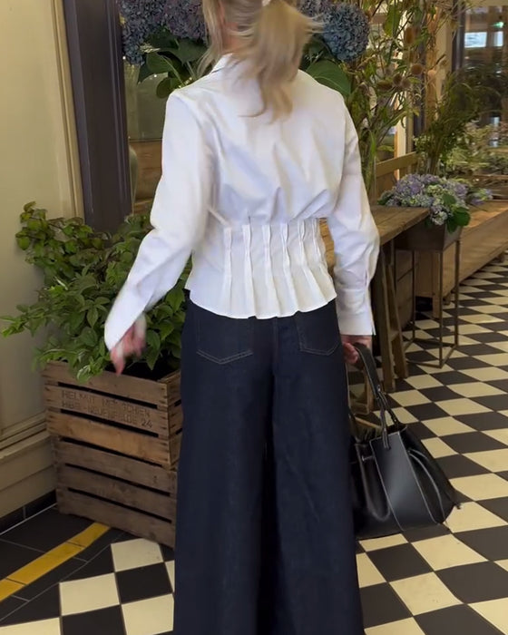 Hemd Revers Falten Taille