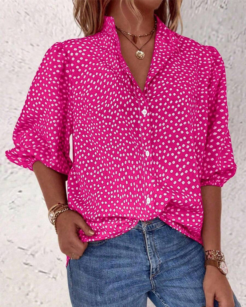 Hemd Klein Blumig Puff Ärmel