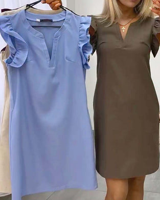Kleid Flatterärmel Gerade