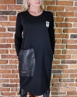 Kleid locker Plusgröße PU-Einsätze