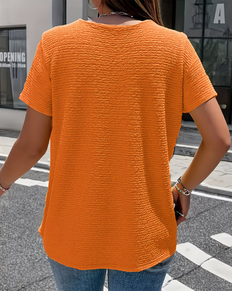 T-Shirt Peter Pan Kragen Drei Knöpfe