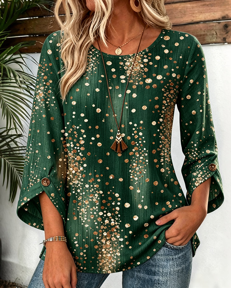 Bluse Rundhals Polka Dot