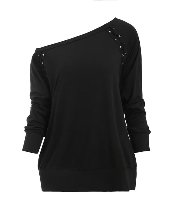 Bluse Stilvoll Ein-Schulter Binden