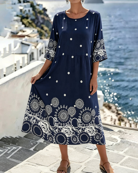 Kleid Gepunktet Punkt Print Locker Sitzend