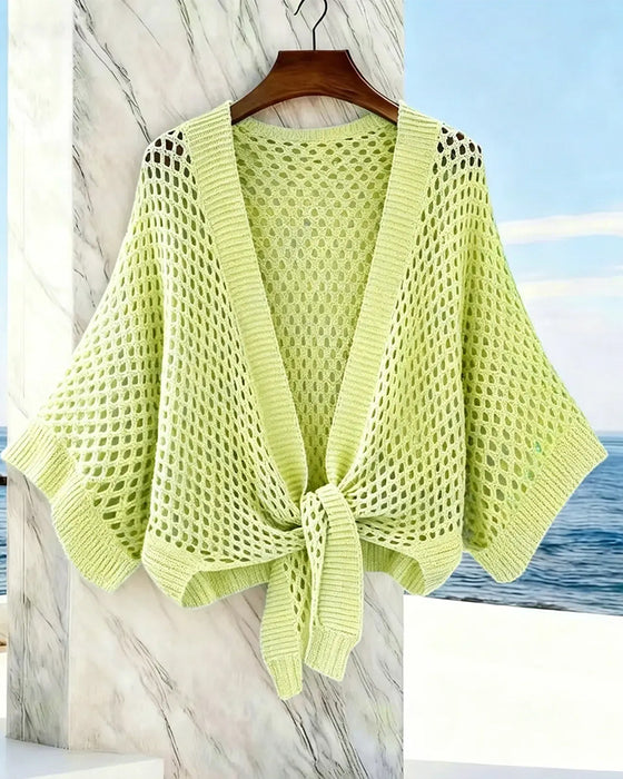 Cardigan Mit Bindebund Saum Durchbrochen