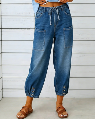 Jeans Elastischer Bund Multi-Tasche Jogger