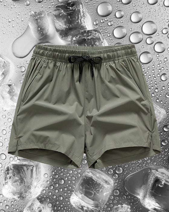 Shorts Männer Elastischer Bund Tasche Schnelltrocknend Eis-Seide Sport