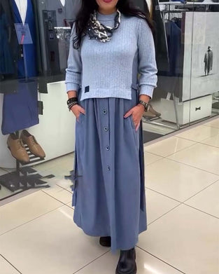 Kleid Casual Colorblocking Rundhalsausschnitt