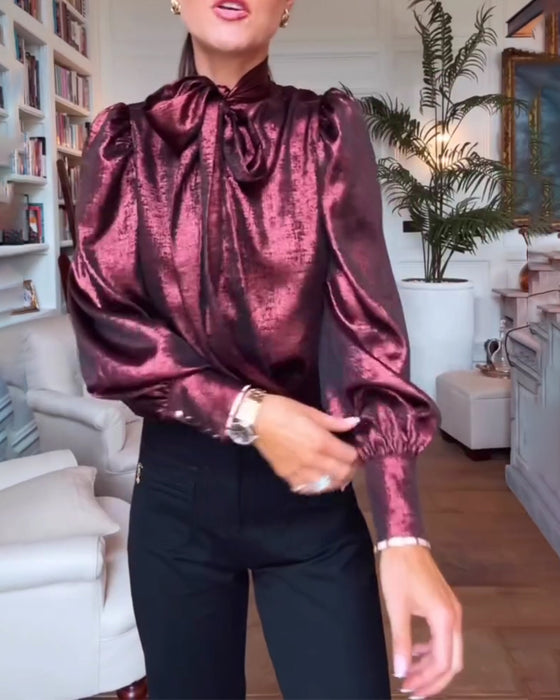 Bluse Puffärmel Flatterband Vornehm