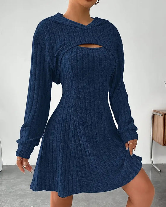 Set Kapuzenpullover Top Tank Kleid Zweiteilig