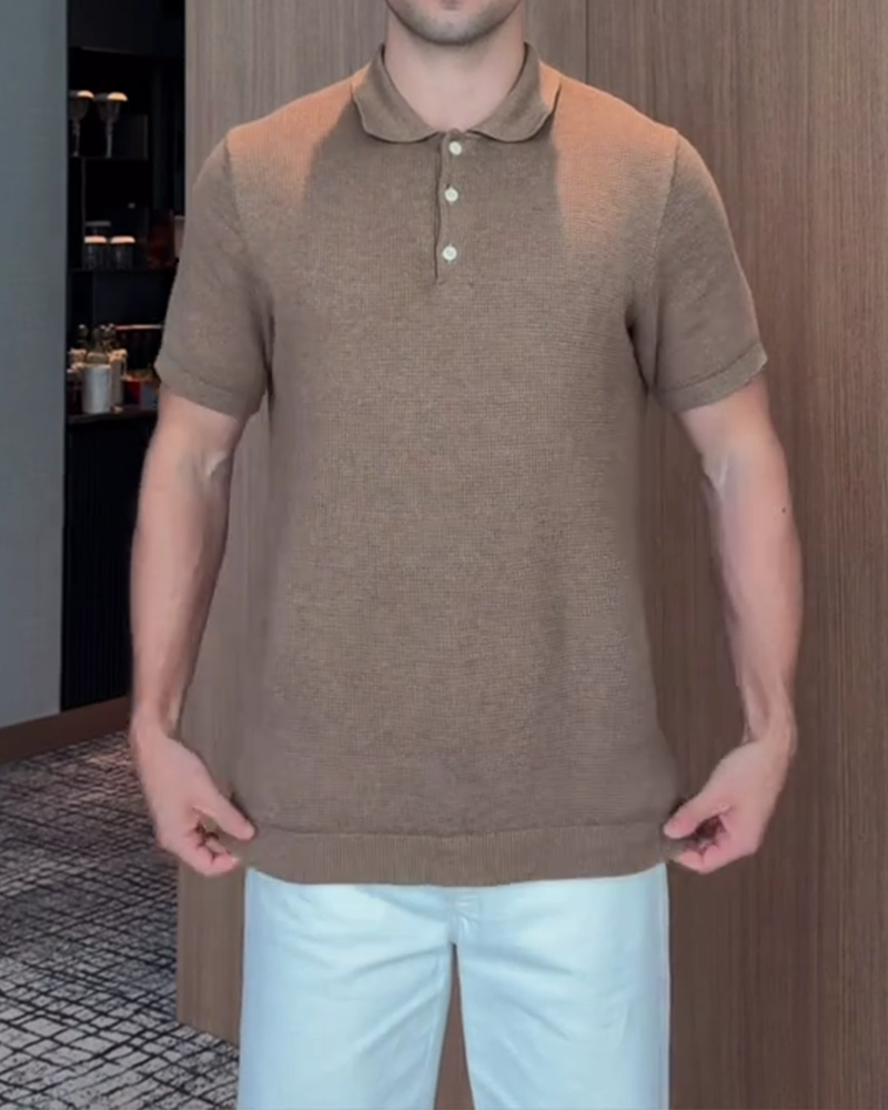 Herren-T-Shirt Mit Weiter Passform Und Lässigem Polokragen