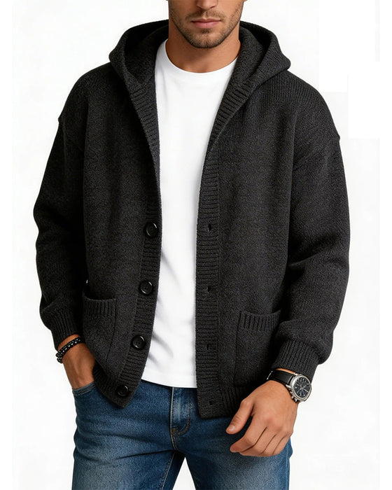 Cardigan Kapuze Knopf Tasche Herren