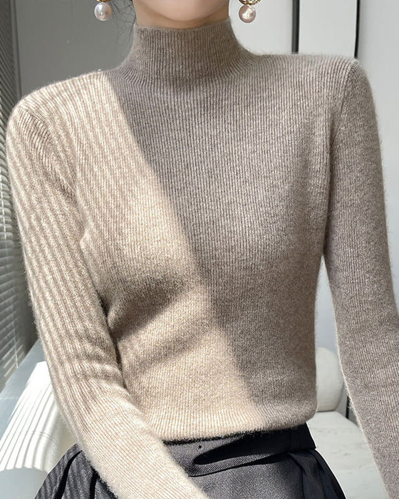 Gestrickter Pullover Mit Halbhohem Kragen