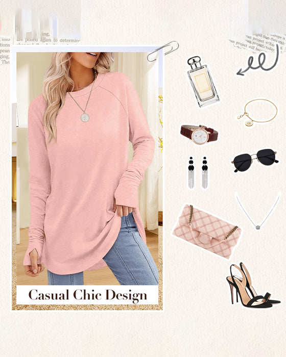 Rundhalsausschnitt Raglan Colorblock Langarmshirt