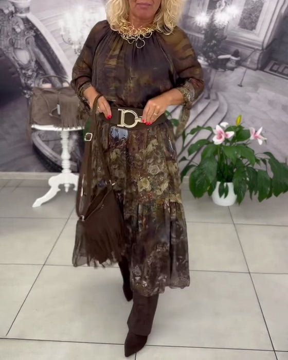 Kleid Elegant Blumenprint Lang