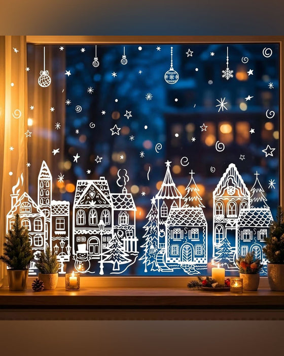 Weihnachtsdorf Fensteraufkleber