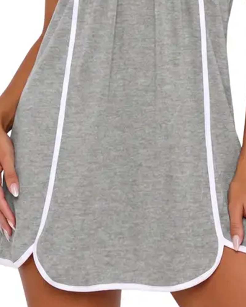 Kleid weiß eingefasst Colorblock ärmellos