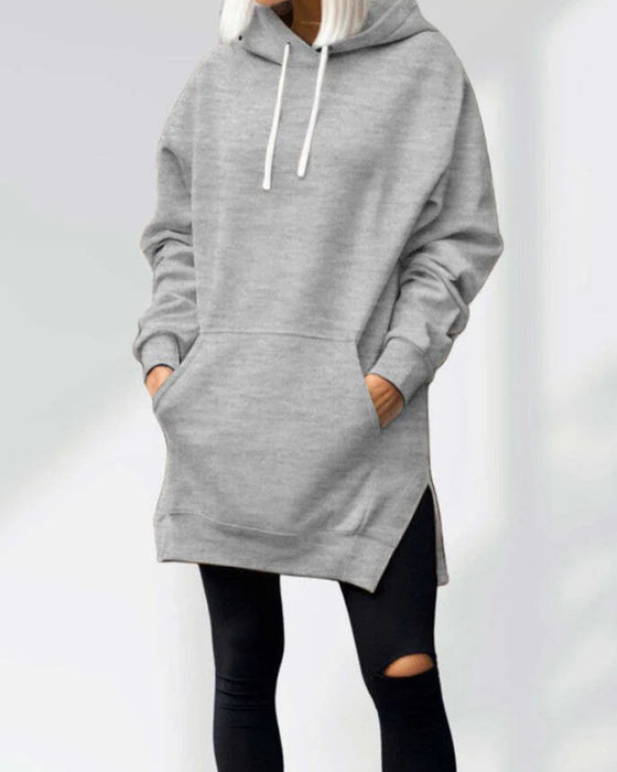 Hoodie Einfarbig Loose Fit Kordelzug