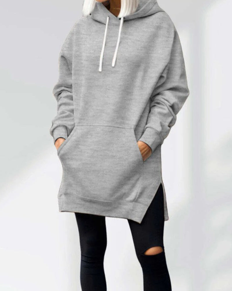 Hoodie Einfarbig Loose Fit Kordelzug