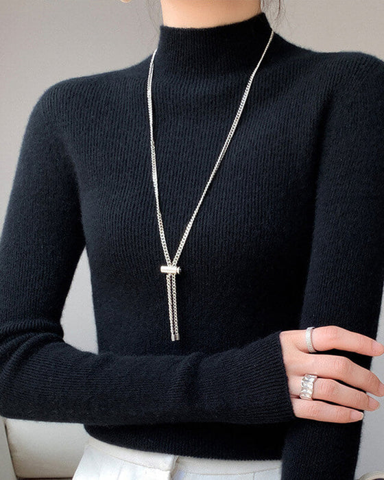 Gestrickter Pullover Mit Halbhohem Kragen