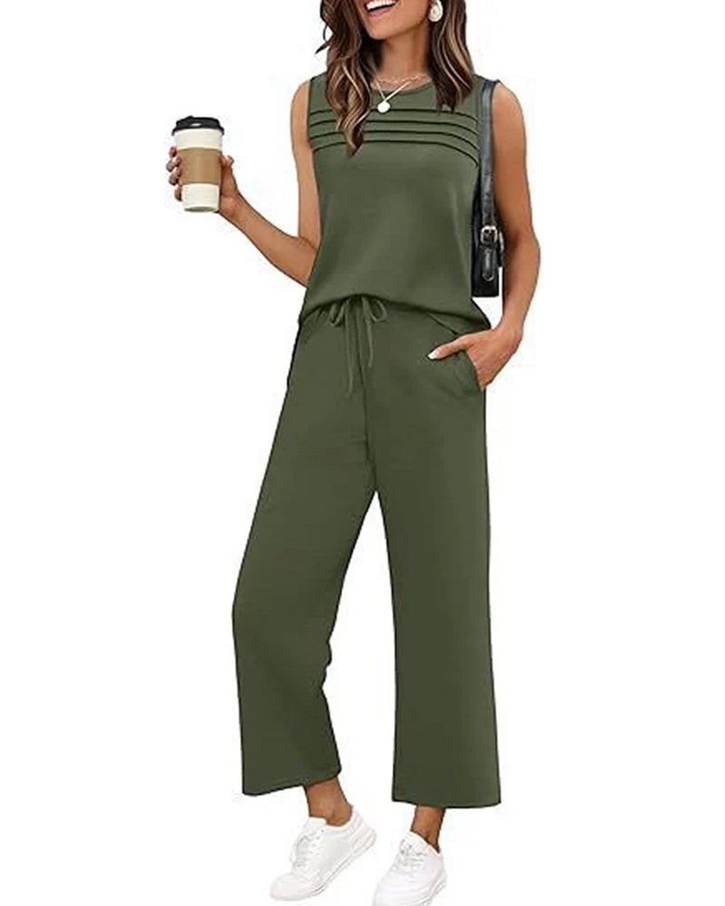 Zweiteiliges Set Plissierte Weste Top