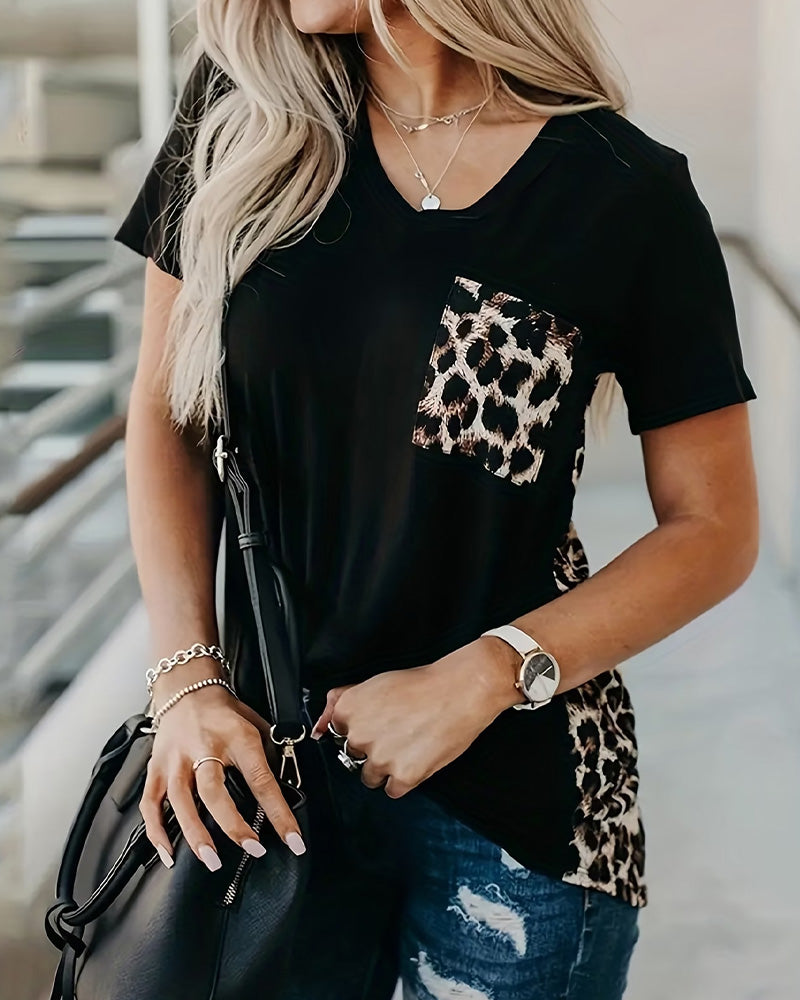 T-Shirt Leopardenmuster Kurzarm