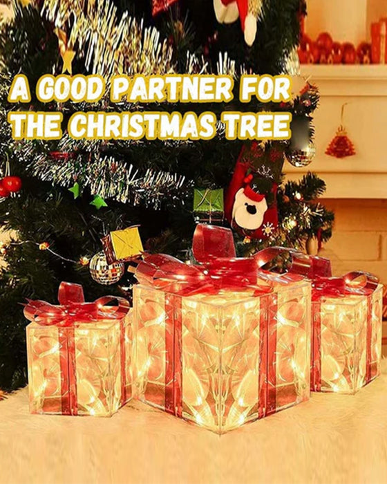 Weihnachtsdekoration In Form Von Leuchtenden Geschenkboxen