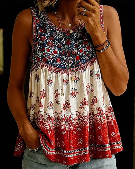 Tank Top Ärmellos Rundhals Bohemian