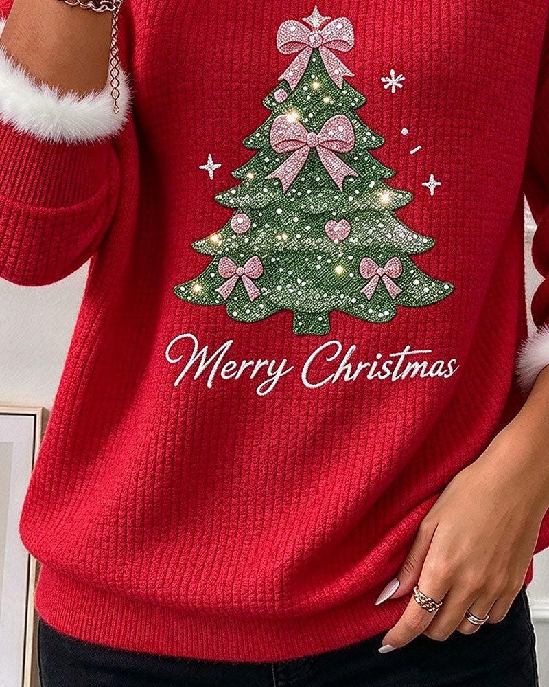 Sweatshirt Weihnachtsbaum Kontrastfarbe