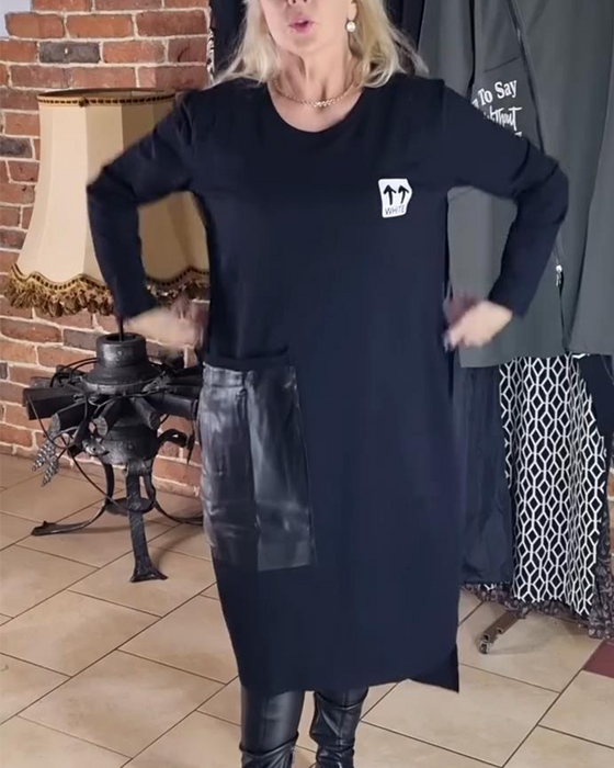 Kleid locker Plusgröße PU-Einsätze