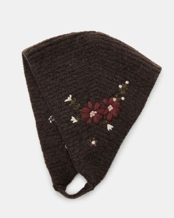 Vintage Strick Blumen Kopftuch