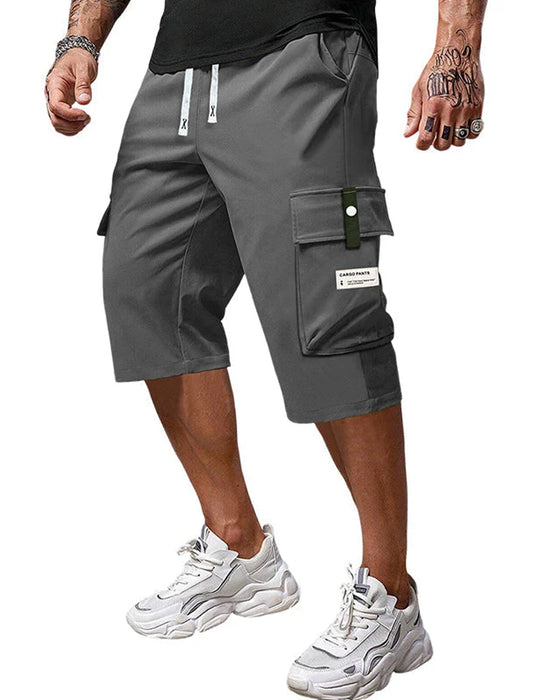 Hose Herren Lässig Kordelzug Capri Cargo