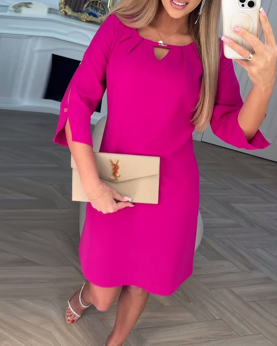 Kleid elegant einfarbig hohl gerade