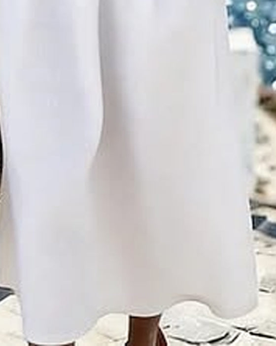 Kleid Drei-Knopf Rüsche Ärmel