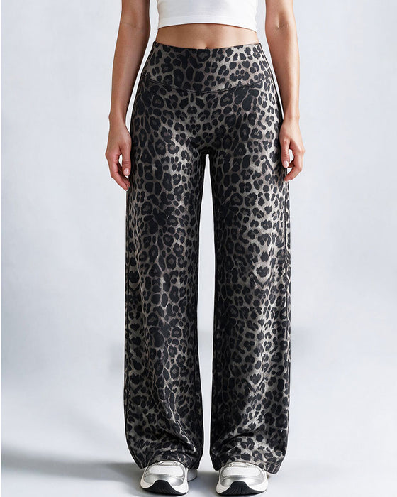 Hose Damen Leopardenmuster Weites Bein Athletic