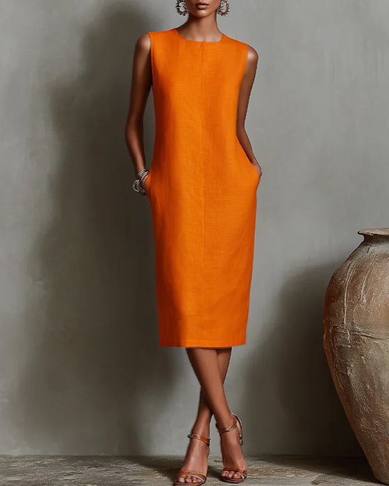Kleid Mit Rundhalsausschnitt, Ärmellos