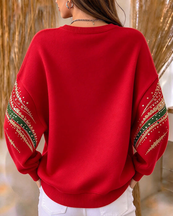 Sweatshirt Weihnachtsbaum Druck Langarm Locker