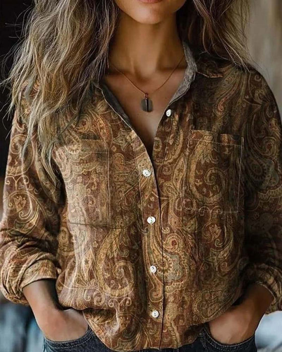 Langarmhemd Mit Paisley-Muster Im Vintage-Stil