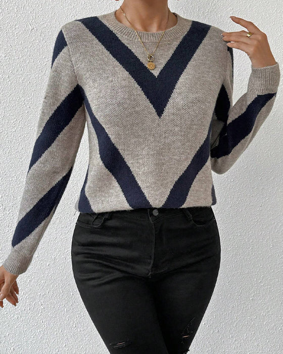Pullover Mit Geometrischem Muster Und Rundhalsausschnitt Merkmalen